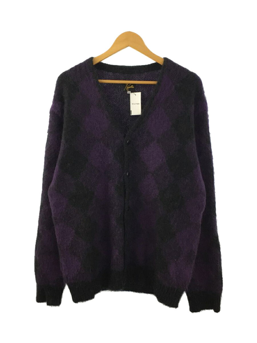 【中古】Needles◆21AW/MOHAIR CARDIGAN DIAMOND/カーディガン/M/モヘア/パープル/J0257【メンズウェア】