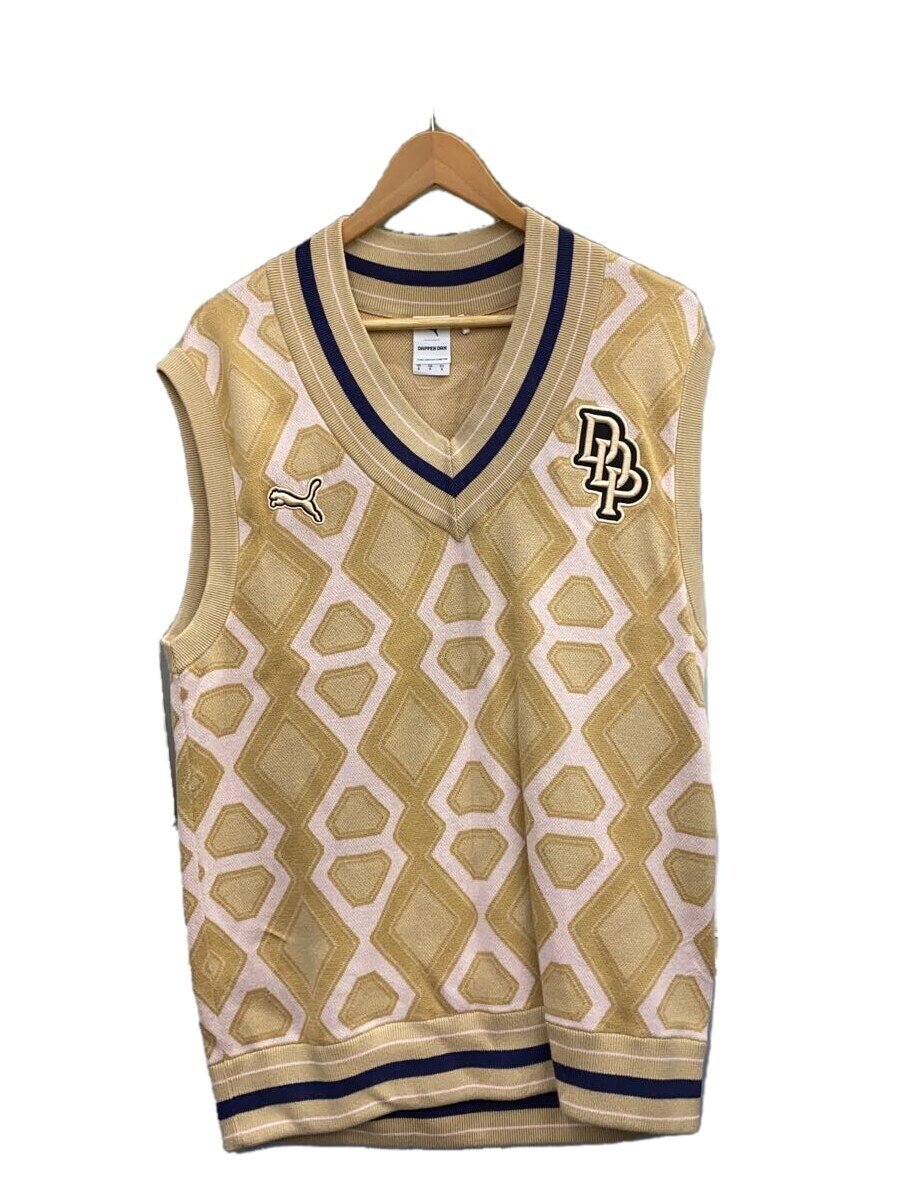 【中古】PUMA◆ニットベスト(薄手)/S/ウール/CML/総柄/539803-89【メンズウェア】