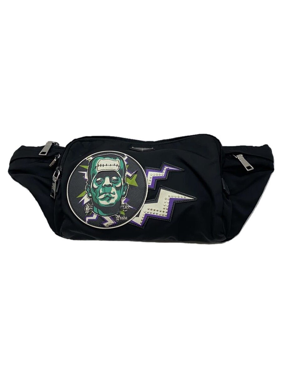 【中古】PRADA◆ウエストバッグ/ナイロン/BLK【バッグ】