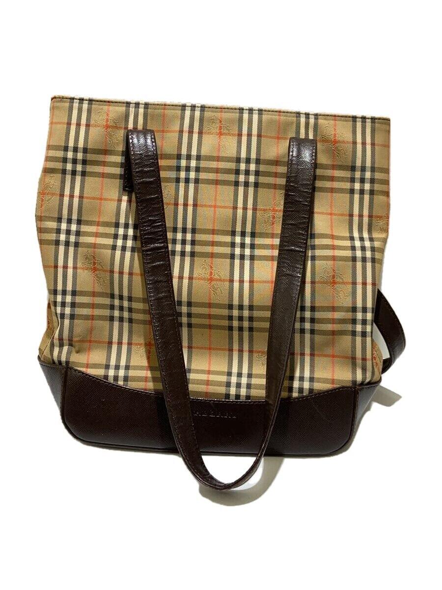 【中古】BURBERRY◆ノバチェック/シャドーホース/トートバッグ/BEG/チェック【バッグ】