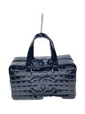 【中古】CHANEL◆ハンドバッグ/エナメル/BLK/無地【バッグ】