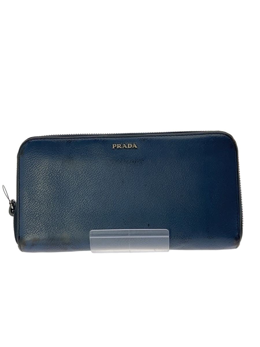 【中古】PRADA◆長財布/レザー/NVY/メンズ【服飾雑貨他】