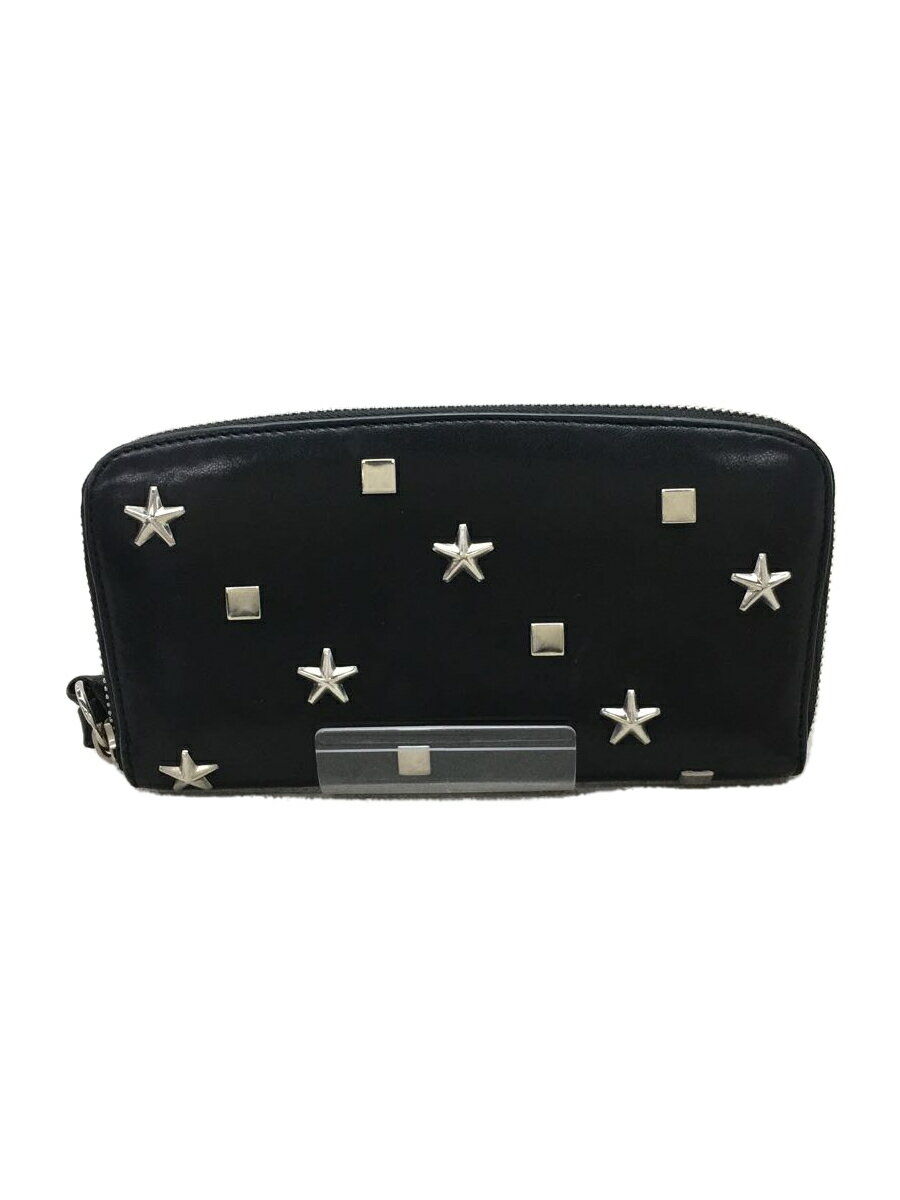 【中古】JIMMY CHOO◆2つ折り財布/レザー/BLK/レディース【服飾雑貨他】