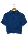 【中古】TARO HORIUCHI◆フリルリブストライプトップス/カットソー/1/レーヨン/BLU/ストライプ/1601-T03-208【レディースウェア】