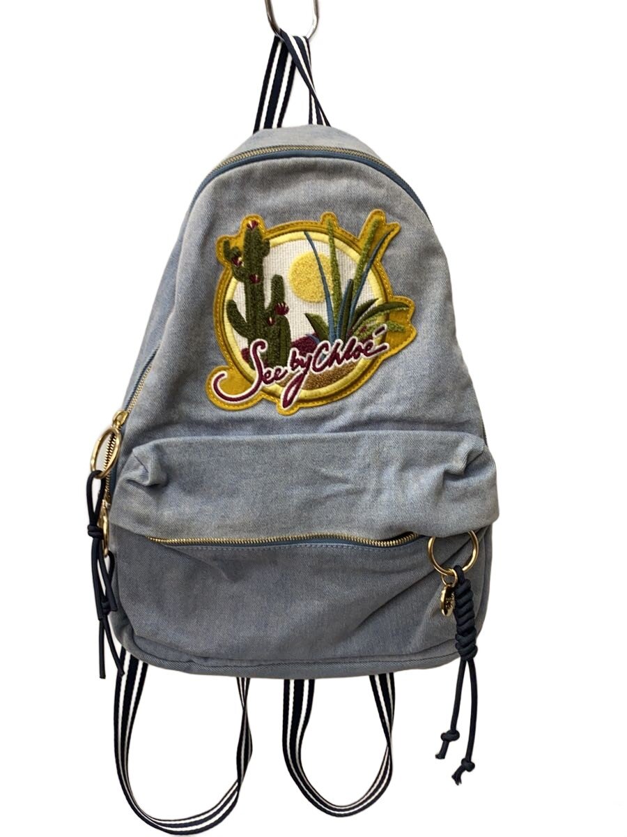 【中古】SEE BY CHLOE◆リュック/デニム/BLU【バッグ】