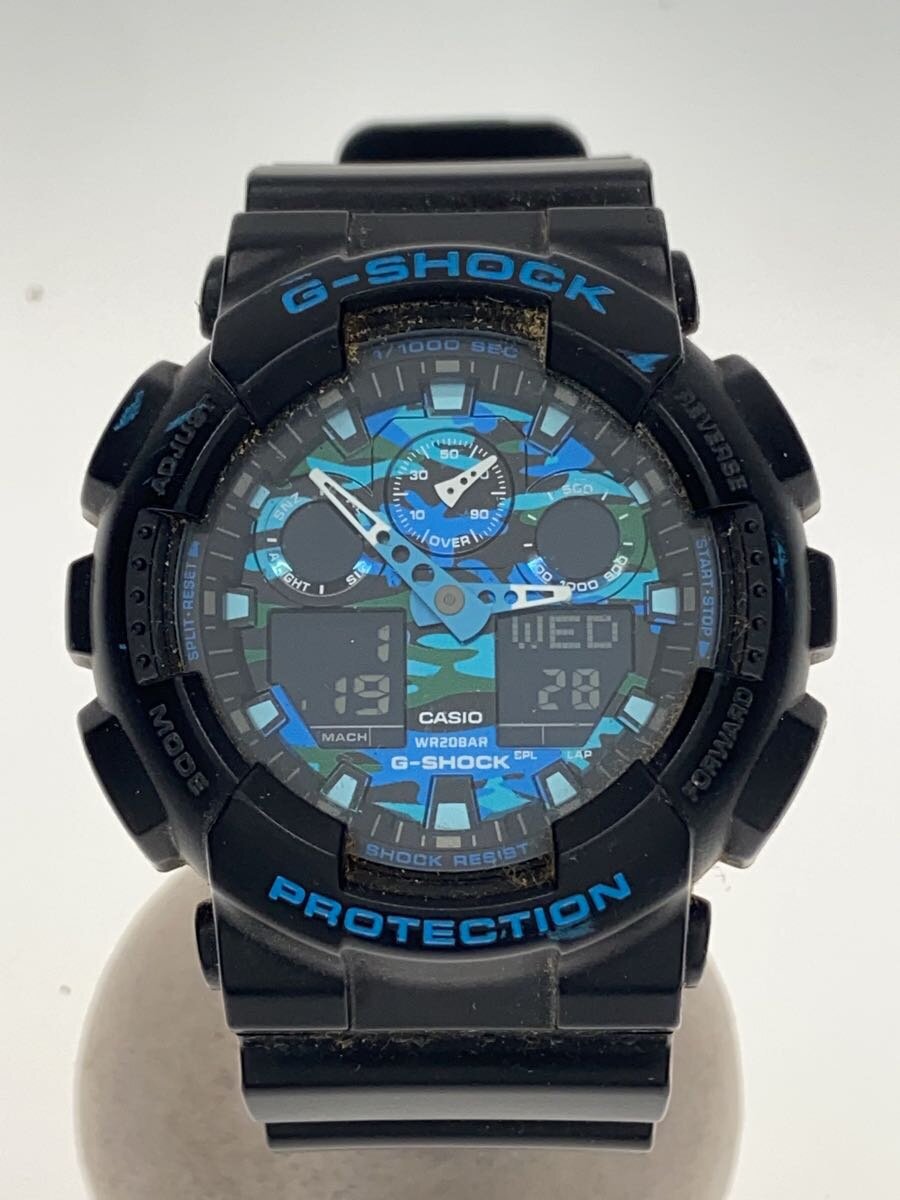 【中古】CASIO◆クォーツ腕時計・G-SHOCK/デジアナ/ラバー/BLK/BLK/SS【服飾雑貨他】