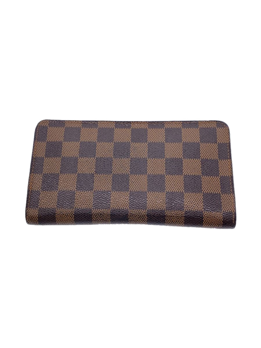 【中古】LOUIS VUITTON◆ポルト・モネ・ジップ_ダミエ・エベヌ_BRW/PVC/ブラウン/メンズ/N61728【服飾雑貨他】