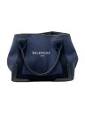 【中古】BALENCIAGA◆NAVY CABAS/ネイビーカバス/ハンドバッグ/キャンバスネイビー/擦れ有【バッグ】(4)