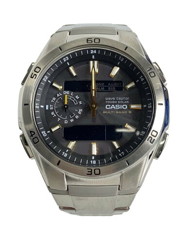 【中古】CASIO◆ソーラー腕時計・WAVECEPTOR/デジアナ/ステンレス/ブラック/シルバー/電池切れ【服飾雑貨他】 【中古】CASIO◆ソーラー腕時計・WAVECEPTOR/デジアナ/ステンレス/ブラック/シルバー/電池切れ【服飾雑貨他】