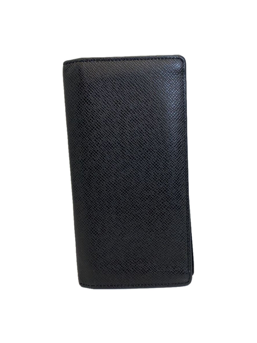 【中古】LOUIS VUITTON◆ポルト・フォイユ・ブラザ_タイガ_BLK/牛革/BLK/メンズ//【服飾雑貨他】