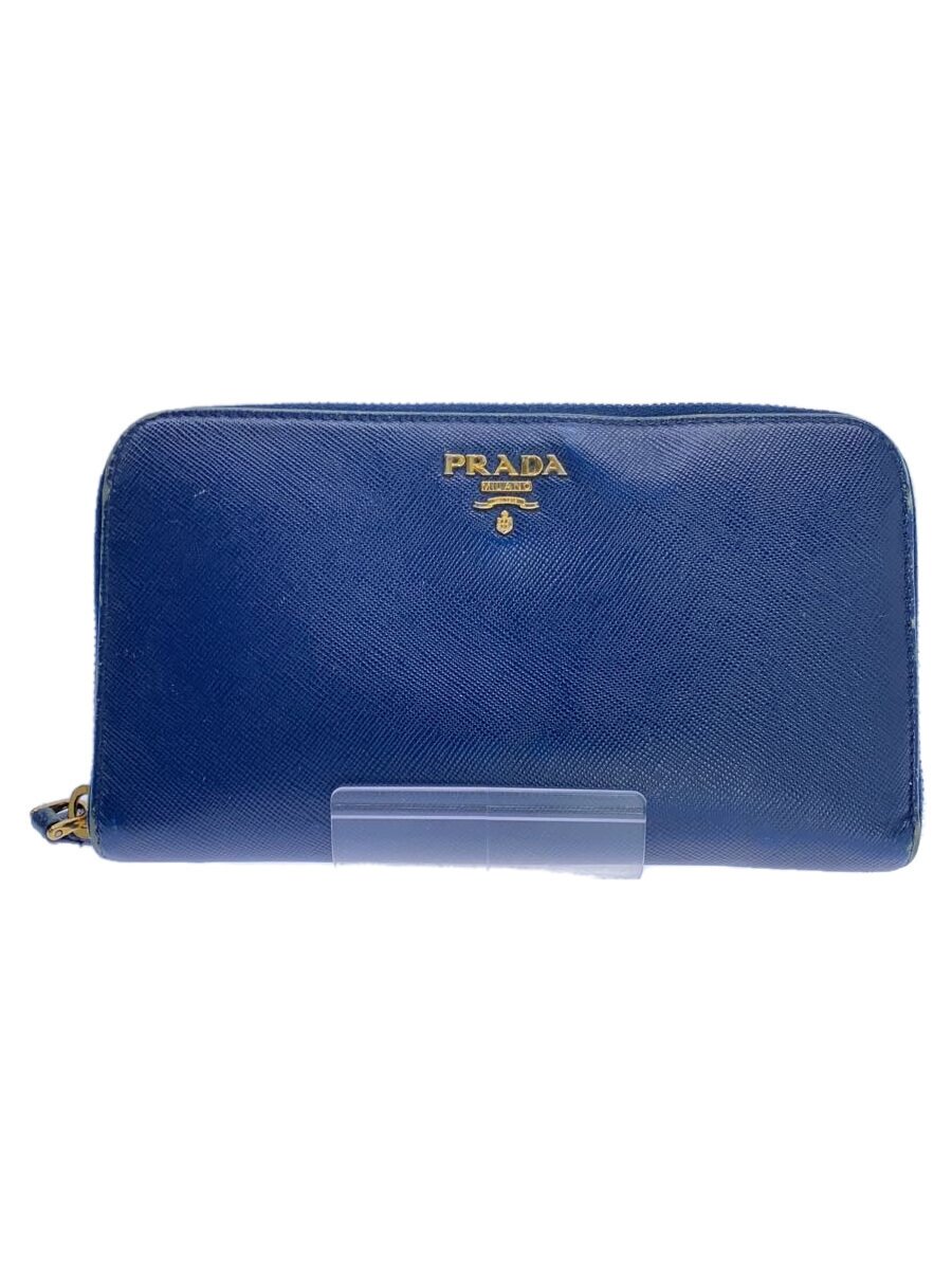 【中古】PRADA◆長財布/牛革/NVY/無地/レディース/J4YV89R【服飾雑貨他】