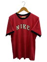 【中古】NIKE◆90s/ロゴプリントリンガーTシャツ/L/コットン/レッド【メンズウェア】