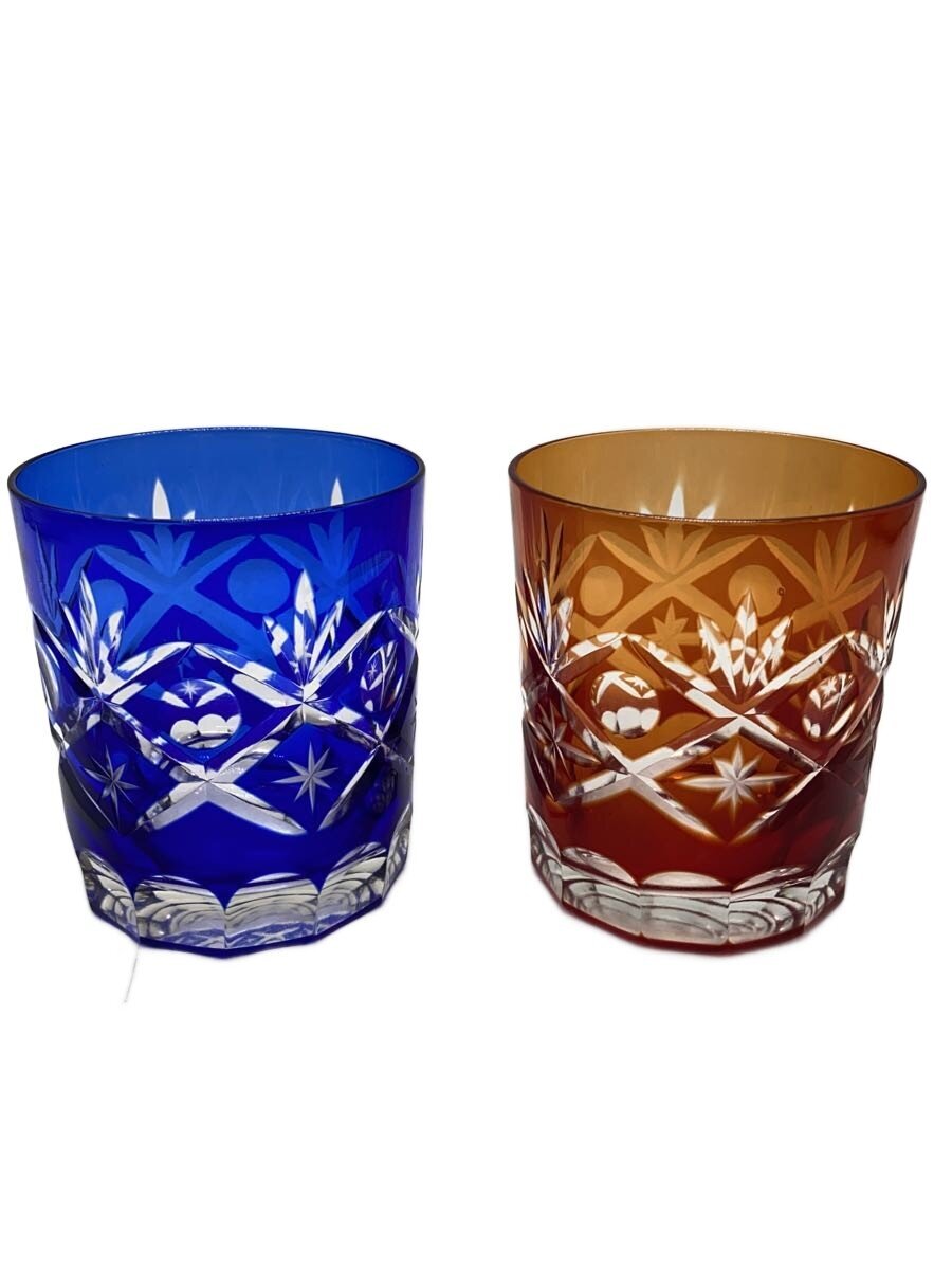 【中古】江戸切子◆グラス/2点セット【キッチン用品】