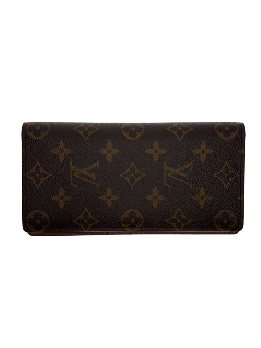 【中古】LOUIS VUITTON◆ポルト・フォイユ・ブラザ_モノグラム・キャンバス/PVC/BRW/レディース【服飾雑貨他】(4.0)