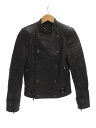 【中古】DIESEL BLACKGOLD◆ダブルライダースジャケット/38/レザー/BLK/無地【レディースウェア】