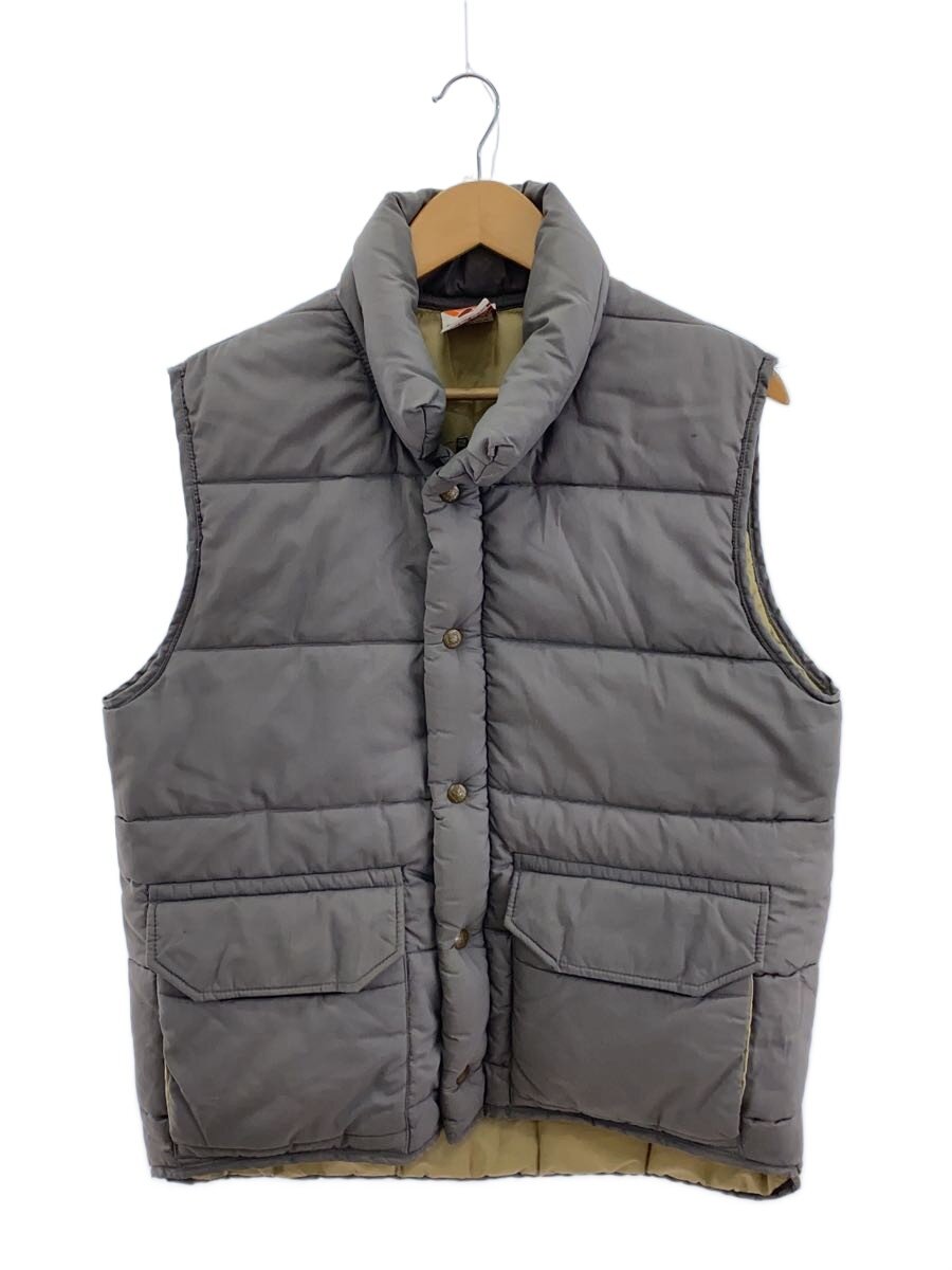 【中古】Columbia◆70s~/中綿ベスト/L/ナイロン/GRY/シミあり【メンズウェア】