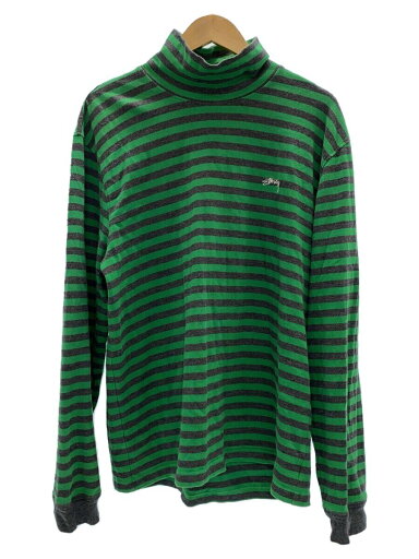 【中古】STUSSY◆長袖Tシャツ/XL/コットン/GRN/ボーダー/タートルネック/クラシックストライプ【メンズウェア】 【中古】STUSSY◆長袖Tシャツ/XL/コットン/GRN/ボーダー/タートルネック/クラシックストライプ【メンズウェア】