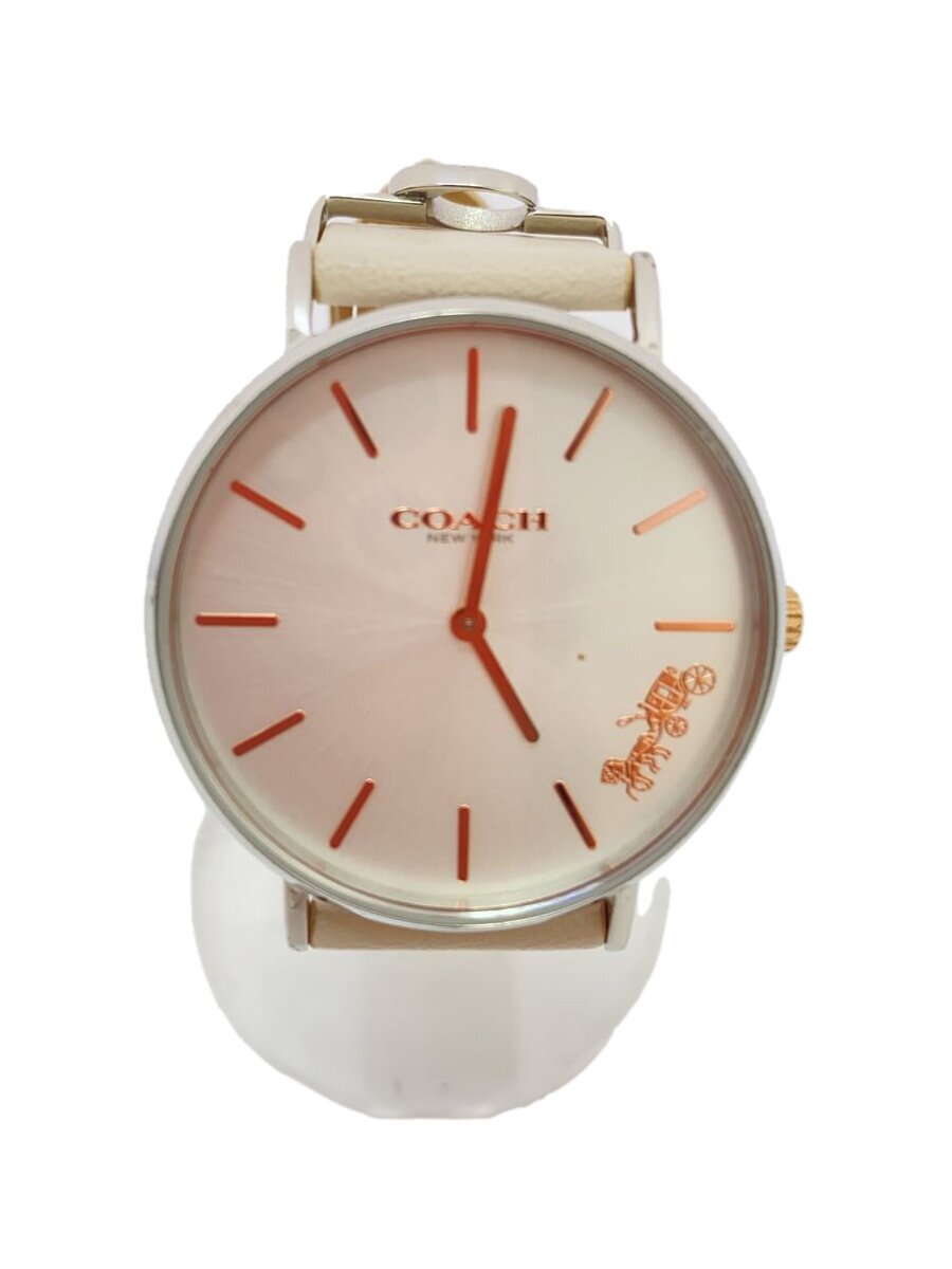 【中古】COACH◆クォーツ腕時計/アナログ/レザー/WHT/WHT/SS【服飾雑貨他】