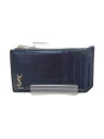 【中古】YVES SAINT LAURENT◆Tiny Monogram Fragments Zip Card Case/レザー/BLK/6298991JB0E...