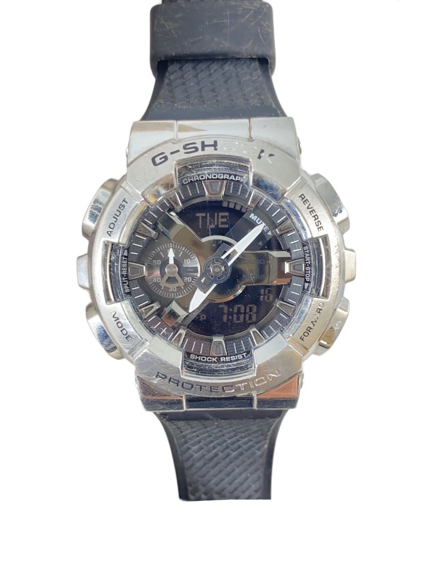【中古】CASIO◆クォーツ腕時計_G-SHOCK/デジアナ/ラバー/SLV/BLK【服飾雑貨他】