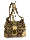 【中古】COACH◆ヒッピーフラップ_シグネチャー_ベージュ/--/GLD【バッグ】(4)