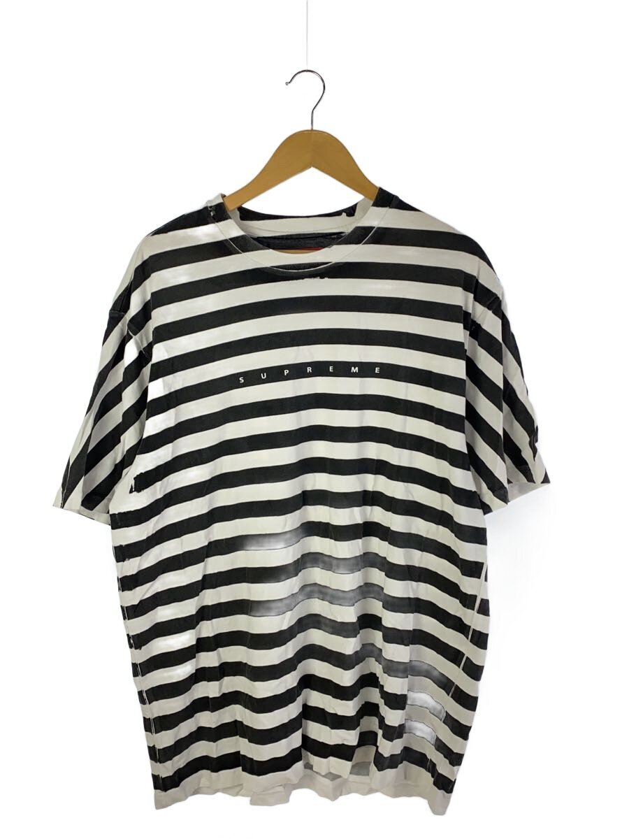 Supreme◆24SS/Overprint Stripe S/S Top/L/コットン/BLK/ボーダー