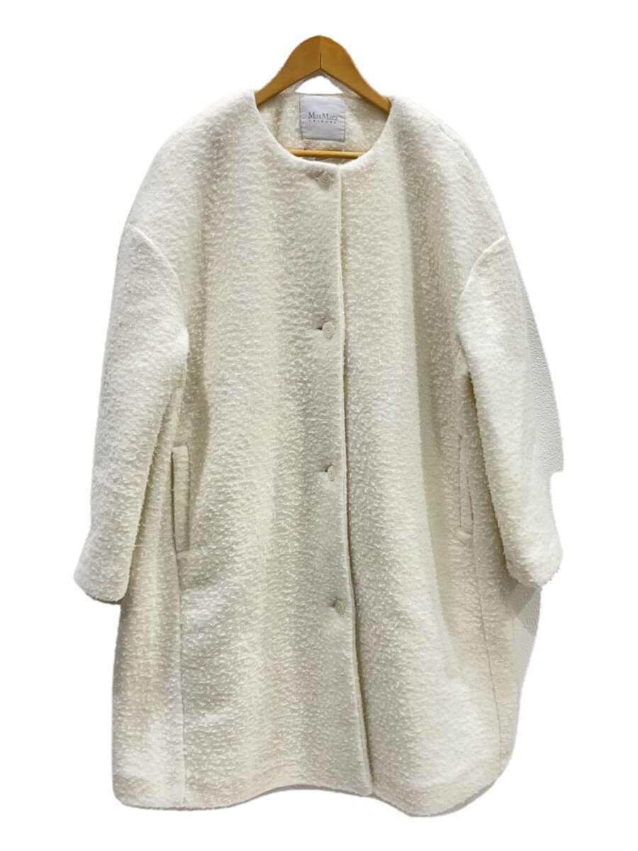 【中古】MAX MARA◆max mara leisure/22AW/ハロルドシャーリングコート/ポリエステル/WHT/39060326【レディースウェア】