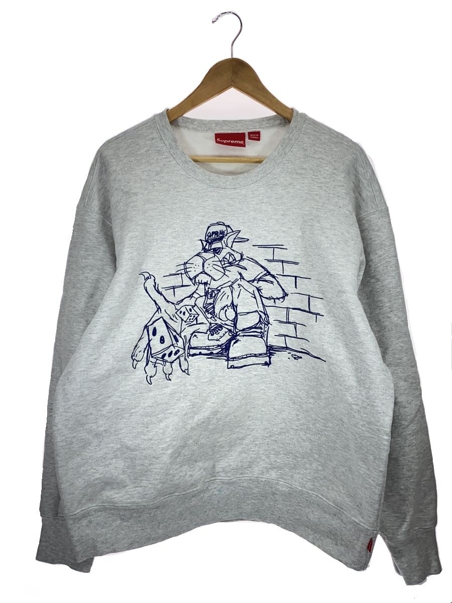 【中古】Supreme◆右腕汚れ有/スウェット/M/コットン/GRY【メンズウェア】