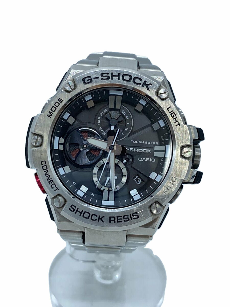【中古】CASIO◆ソーラー腕時計・G-SHOCK/アナログ/ステンレス/SLV【服飾雑貨他】