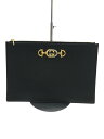 【中古】GUCCI◆クラッチバッグ_ズゥミ/レザー/BLK【バッグ】