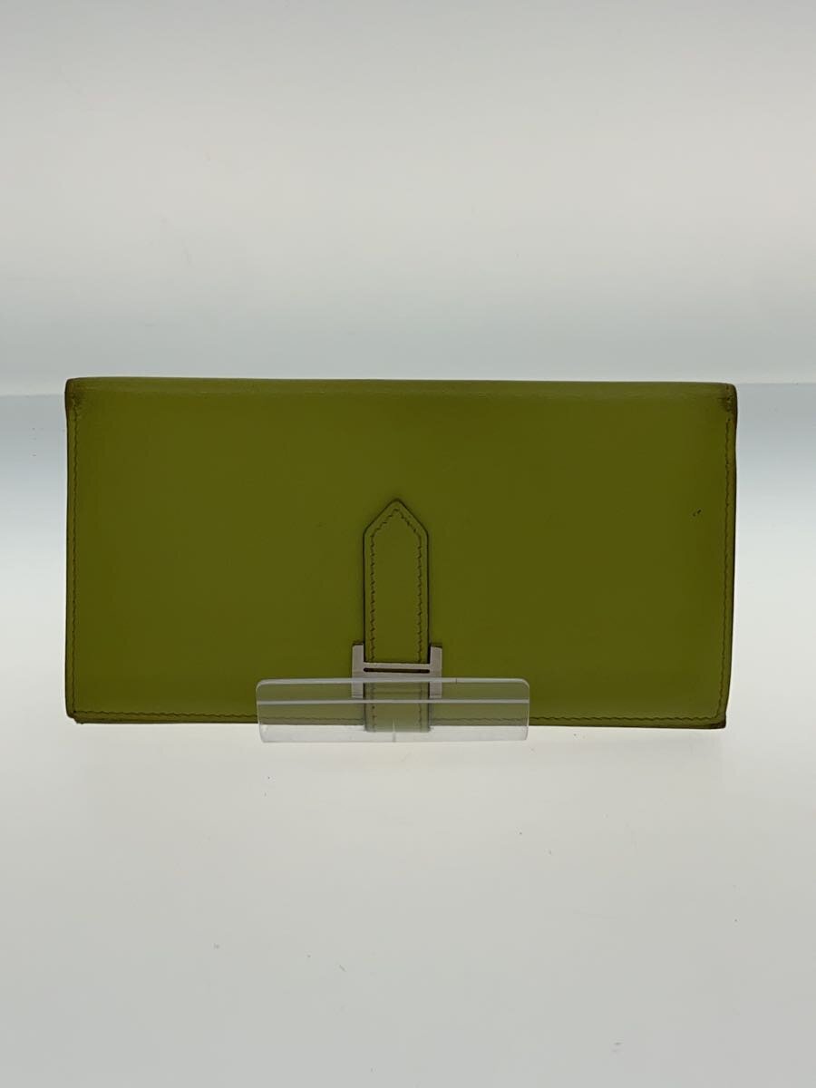 【中古】HERMES◆長財布/レザー/グリーン/緑/無地/レディース/HERMES/エルメス///【服飾雑貨他】