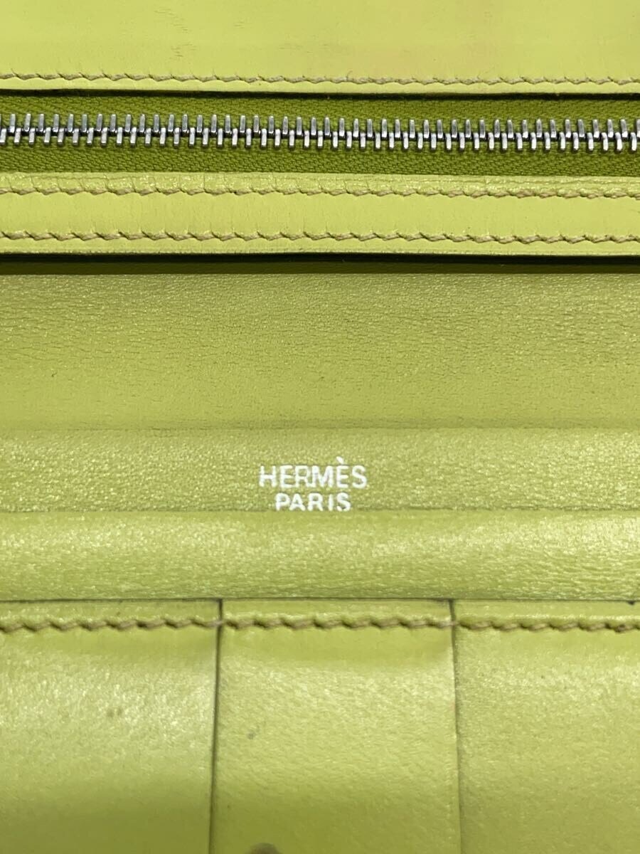 【中古】HERMES◆長財布/レザー/グリーン/緑/無地/レディース/HERMES/エルメス///【服飾雑貨他】