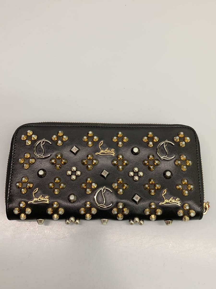【中古】Christian Louboutin◆長財布/--/BLK/総柄/メンズ/3175224/スタッズ擦れ/使用感有【服飾雑貨他】