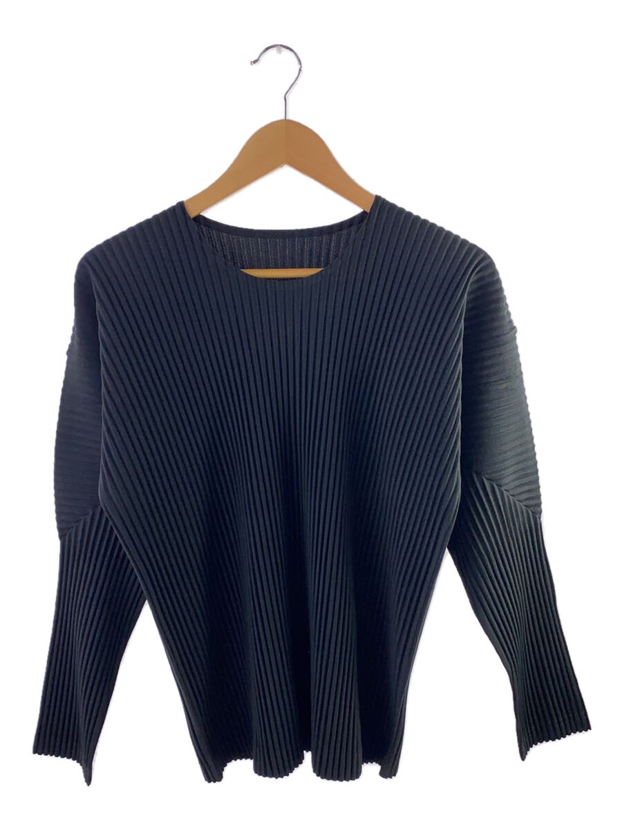 【中古】HOMME PLISSE ISSEY MIYAKE◆長袖Tシャツ/2/ポリエステル/BLK/無地/HP55JK321【メンズウェア】