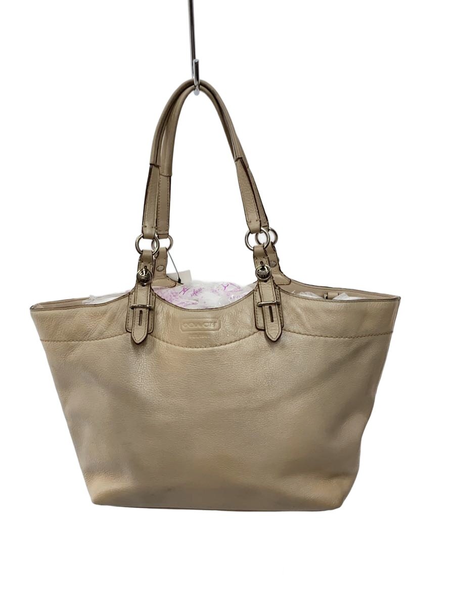 【中古】COACH◆トートバッグ/レザー/アイボリー【バッグ】