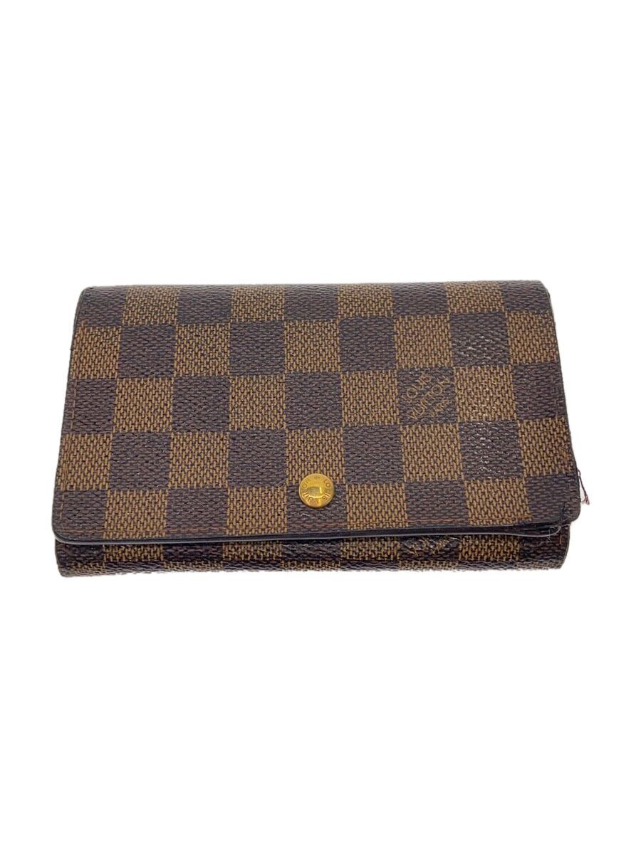 Rakuten - 【中古】LOUIS VUITTON◆ポルト・モネ・ビエ・トレゾール_ダミエ・エベヌ_BRW/PVC/BRW/レディース【服飾雑貨他】