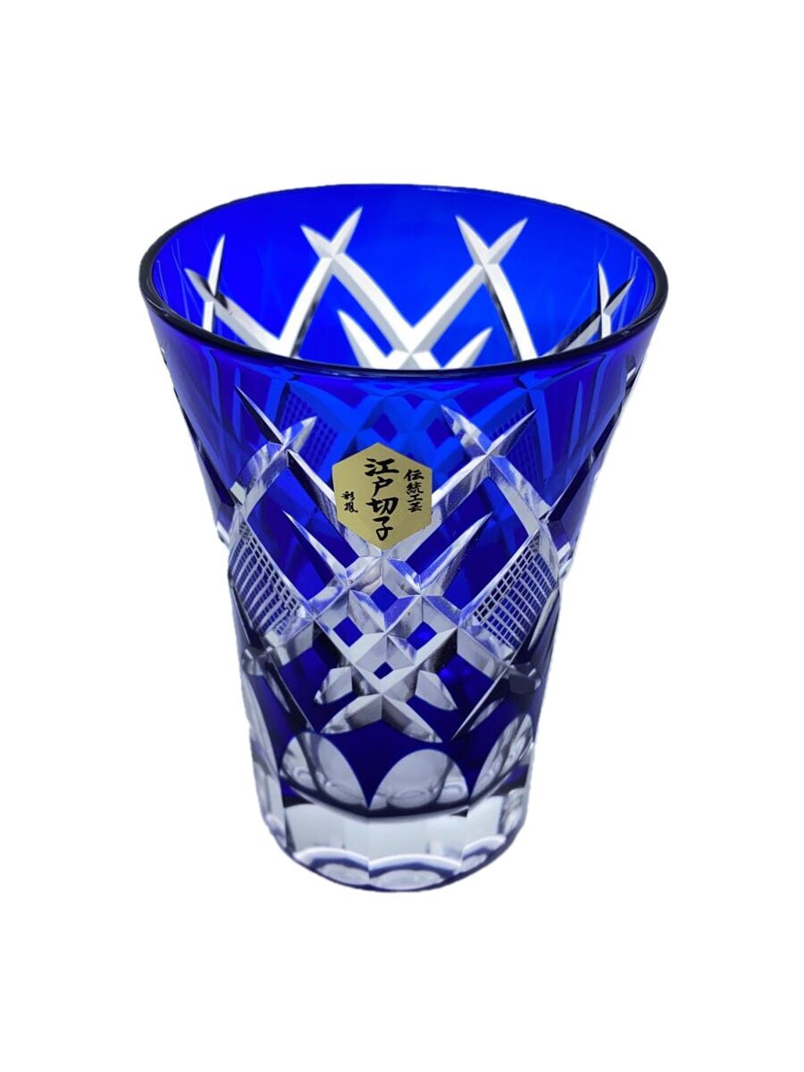 【中古】江戸切子◆グラス/BLU/M-7575-B【キッチン用品】