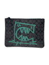 【中古】COACH◆シグネチャー/クラッチバッグ/セカンドバッグ/ロゴ/レザー/BLK/1205【バッグ】
