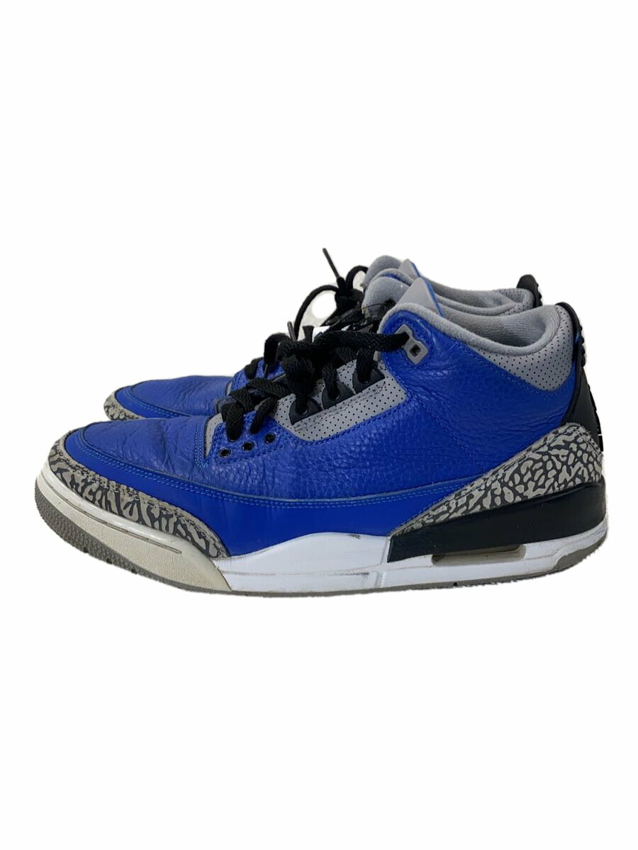 【中古】NIKE◆AIR JORDAN 3 RETRO_エアジョーダン 3 レトロ/27.5cm/BLU//【シューズ】(4.0)