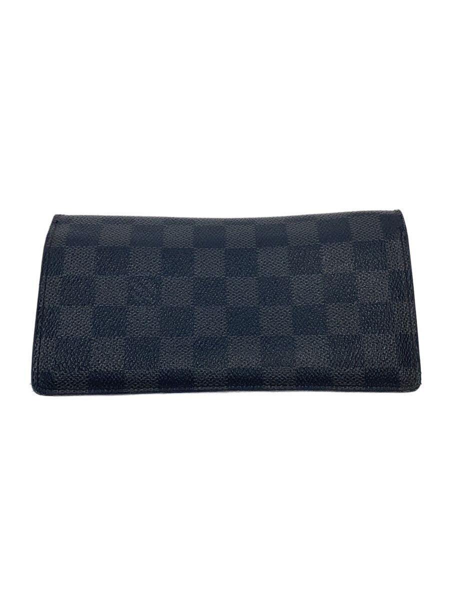 【中古】LOUIS VUITTON◆ポルト・フォイユ・アレクサンドル_ダミエ・グラフィット/PVC/BLK/メンズ【服飾雑貨他】