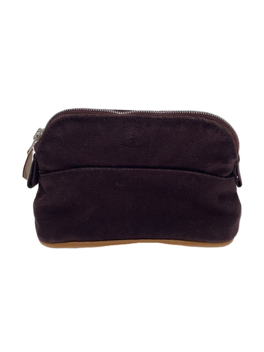 【中古】HERMES◆ポーチ/キャンバス/BRW【バッグ】