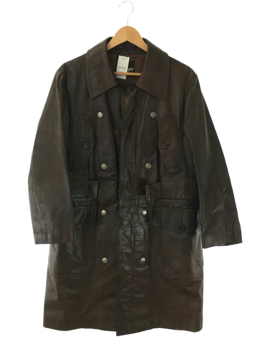 【中古】WRANGLER◆レザーコート/M/フード・バックル欠品/ヤケ・スレ・汚れ有【メンズウェア】
