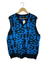 【中古】STUSSY◆ニットベスト(薄手)/L/コットン/ブルー/117192【メンズウェア】