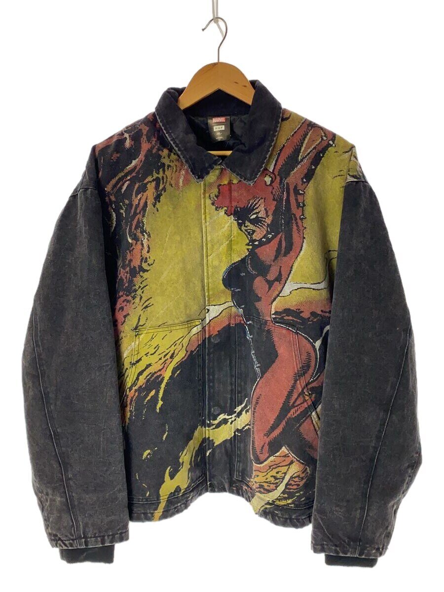 【中古】HUF◆ジャケット/XL/コットン/BLK/プリント/JK00427【メンズウェア】