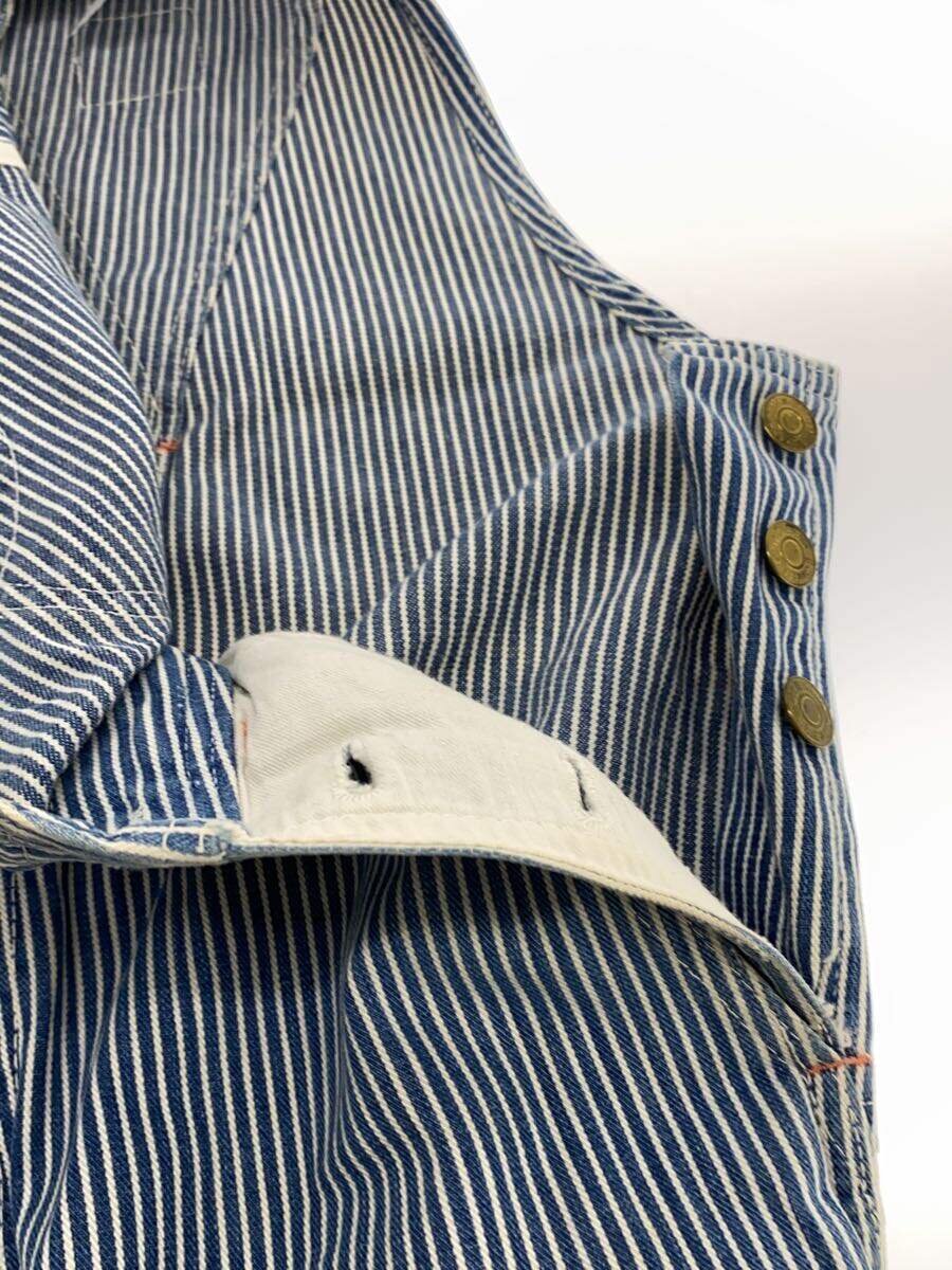 【中古】EDWIN◆オーバーオール/--/--/インディゴ/ストライプ/80s/ロゴ擦れあり【メンズウェア】
