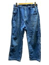 【中古】Ordinary Fits◆BELL PANTS/30/デニム/IDG/OF-P180-324A/ダメージ加工【レディースウェア】