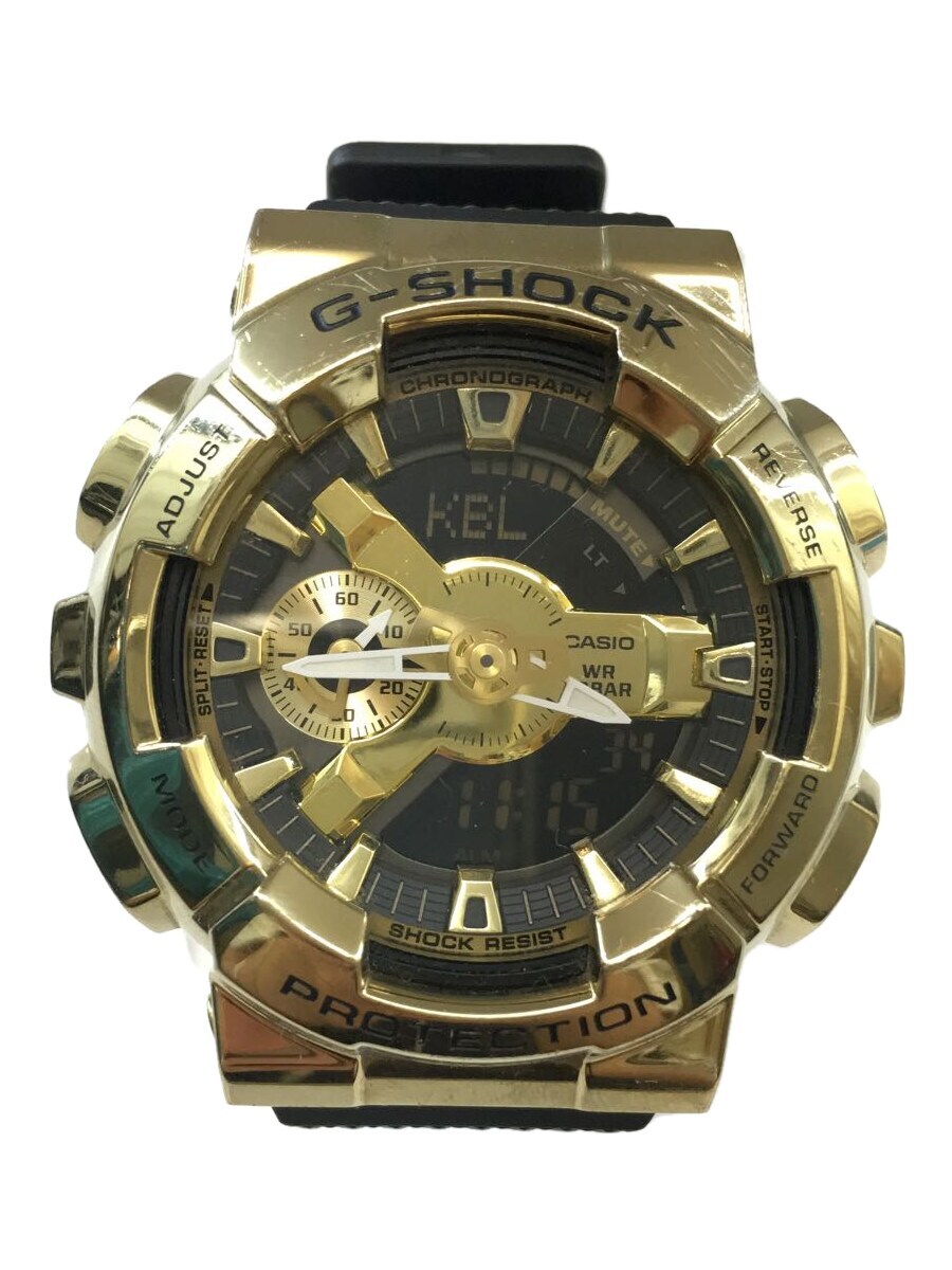 【中古】CASIO◆腕時計/デジアナ/ラバー/GLD/BLK/GM-110G-1A9JF【服飾雑貨他】