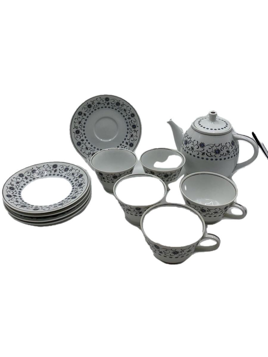 【中古】Noritake◆カップ&ソーサー/6点セット/WHT/ティーポット/カップ＆ソーサー5点セット【キッチン用品】