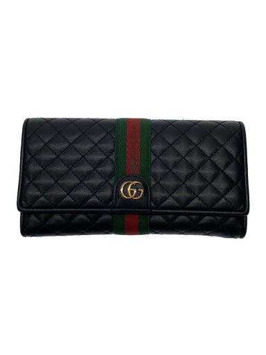 【中古】GUCCI◆キルティング/内側花柄/長財布_GGマーモント_ウェブ/レザー/BLK/レディース【服飾雑貨他】 【中古】GUCCI◆キルティング/内側花柄/長財布_GGマーモント_ウェブ/レザー/BLK/レディース【服飾雑貨他】