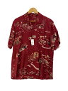 【中古】Porter Classic◆アロハシャツ/M/レーヨン/RED/フレンチ柄/ALOHA SHIRTS RED EXCLUSIVE【メンズウェア】